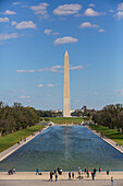 Washington Monument vom Lincoln Monument aus gesehen, Washington D.C., Vereinigte Staaten von Amerika