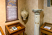 Exhibit displaying artifacts and pamphlets,Jewish Quarter of Cordoba,Cordoba,Spain