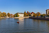 Bootsfahrt vor der Tamka-Insel in der Oder (Odra), Breslau, Schlesien, Polen