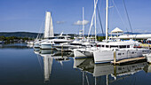 Yachts and sailboats mooring in a harbour,Australia