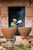 Pottery workshop in a rural village on the Irrawaddy River,north of Mandalay,Myanmar-Burma,Mandalay,Myanmar