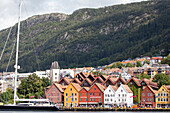 Colourful wooden houses from the Hanseatic League era on the wharf of Bergen Harbour,Norway,Bergen,Norway