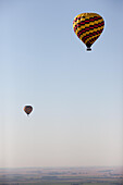 Hot air balloons flying over California,east of Napa Valley.,Winters,California
