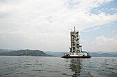 A natural gas rig sits in the waters of Lake Kivu.,Lake Kivu,Rwanda
