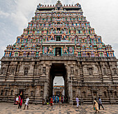 Chidambaram-Tempelkomplex, gewidmet der Hindu-Gottheit Lord Shiva in Chidambaram, Tamil Nadu, Indien, Chidambaram, Tamil Nadu, Indien