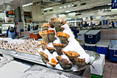 Lobster tails in ice on display of fresh seafood in the Mina Port Fish Market (Mina Zayed) in Abu Dhabi,UAE,Abu Dhabi,United Arab Emirates
