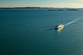 An aerial view of a boat on the Hunter River in the Kimberley Region of Western Australia.