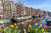 Canal scene,Brouwersgracht in Amsterdam,Amsterdam,North Holland,Netherlands