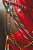 Close-up of a Maasai man's jewellery,at a manyatta near the Sekanani Gate at the eastern end of the Maasai Mara National Reserve,Kenya