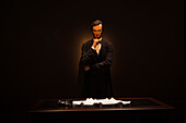 Wax sculpture of Abraham Lincoln inside of the Lincoln Museum in Springfield,Illinois,USA,Springfield,Illinois,United States of America