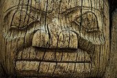 Close-up detail of a carving at the Haida Heritage Center,Skidegate,Haida Gwaii,British Columbia,Canada