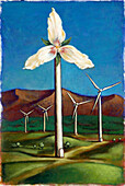 Illustration einer Windturbine als Blume