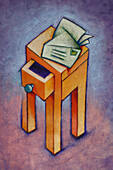Illustration eines offenen Briefes auf einem Beistelltisch