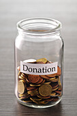 Coins in Donation Jar