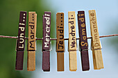 Clothes Pins with Days of the Week on Them