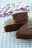 Close-up of Slice cut from Chocolate Cake