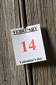 Calendar Page with February 14,Valentine's Day on it