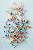 Close-up of Colourful Straight Pins,Studio Shot