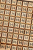 Set of Multiplication Problems on Wooden Blocks,Studio Shot