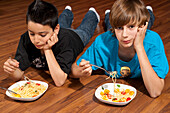 Boys Eating Pasta