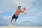 Man Playing Volleyball,Reef Playacar Resort and Spa Hotel,Playa del Carmen,Quintana Roo,Yucatan Peninsula,Mexico