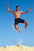 Man Jumping,Reef Playacar Resort and Spa Hotel,Playa del Carmen,Quintana Roo,Yucatan Peninsula,Mexico