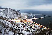 Skyline von Rausu, Halbinsel Shiretoko, Hokkaido, Japan