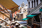 Overview of Rialto Market,Venice,Veneto,Italy