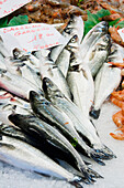 Frischer Fisch auf dem Markt,Rialto Markt,Venedig,Veneto,Italien