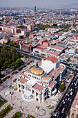 Luftaufnahme des Palacio de Bellas Artes, Mexiko-Stadt, Mexiko