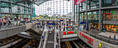 View of interior of Berlin Central Station,Hauptbahnhof,Europaplatz 1,Berlin,Germany,Europe