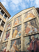 Modern wall paintings of the popes of Avignon,Avignon,Provence,France,Europe