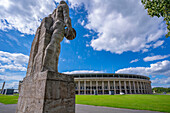 View of exterior of Olympiastadion Berlin and statues,built for the 1936 Olympics,Berlin,Germany,Europe