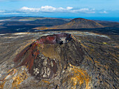 Aerial view of the volcanic cone in eruption area near to Reykjavik,Icelandic southern coast,Iceland,Polar Regions