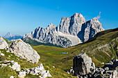 Baste lake and the massif of Pelmo mount,Mondeval,Giau Pass,Dolomites of Belluno,Belluno province,Veneto,Italy,Europe