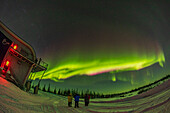 Officially this was no better than a weak Kp1 level aurora this night but for a time the Lights brightened enough to show colour even to the eye including the pink nitrogen fringe at the bottom of the curtains. This is looking north from the Churchill Northern Studies Centre on the first night of the first group of the 2023 aurora season for the CNSC.