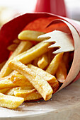 Fries with wooden fork