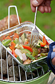 Vegetables in a grill tray