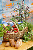 Vegetable basket with herbs