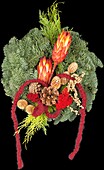 Grave wreath, red decorated