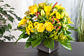 Yellow bouquet with lilies and calla lilies