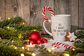 Cup with Christmas table setting