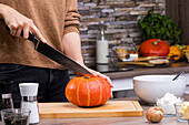 Cutting pumpkin