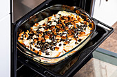 Pumpkin lasagne from the oven