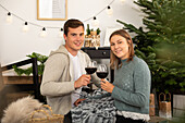 Christmas - Couple drinking wine