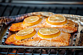 Smoked salmon on the grill
