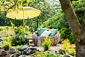 Garden furniture with parasol