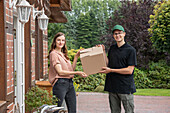Delivery service - supplier hands over parcel