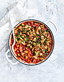 Vegetable cassoulet with bread topping