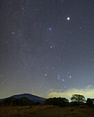Winter constellations over Mount Etna, Sicily, Italy